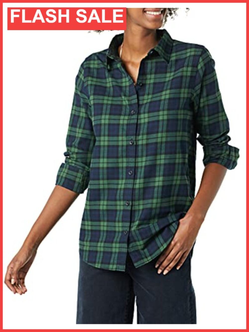 Women's Regular Fit Long Sleeve Button Down Cotton Flannel Shirt